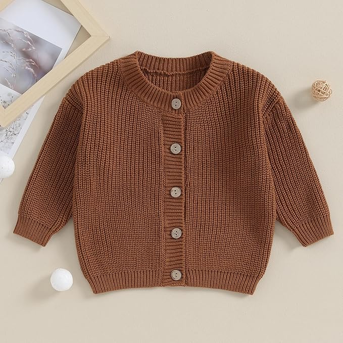 Newborn Baby Boy Girl Knit Sweater Cardigan Winter Warm Button Down Sweatshirt Top Outfit Cute Infant Fall Clothes