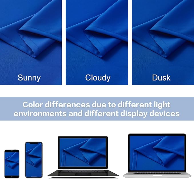 DUALIFE Royal Blue Curtains Room Darkening Curtains，Rod Pocket and Back Tab Thermal Insulated Drapes 52x102 Inch，2 Panels