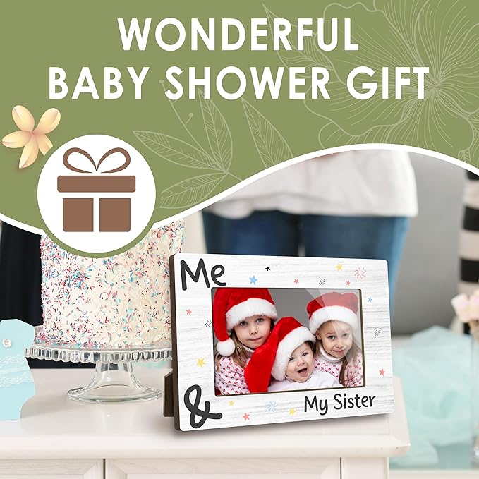 Personalised Baby Photo Frame Keepsake Me and My Sister Christmas Photo Picture Frame, Sibling Keepsake, Ideas Big Sister Gift, Shower Gift and Gender Neutral Nursery Decor - A13