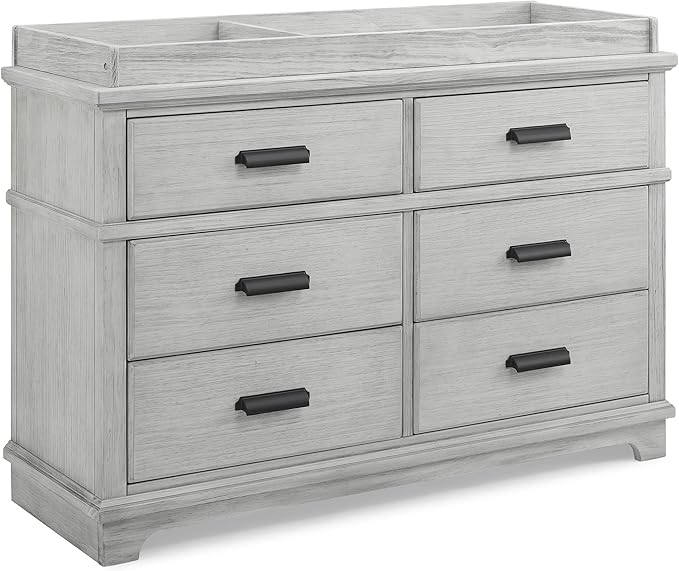 Delta Children Simmons Kids Asher 6 Drawer Dresser with Changing Top, Fully Assembled, Greenguard Gold Certified, Rustic Mist