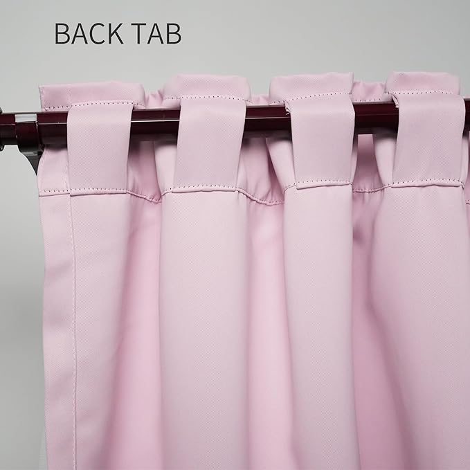 INLINAS Pale Pink Blackout Curtains with Sheer Overlay - Rod Pocket Thermal and Noise Reduction Panels for Bedroom and Living Room Light Blocking and Energy Saving, 52 x 63 Inches, Set of 2