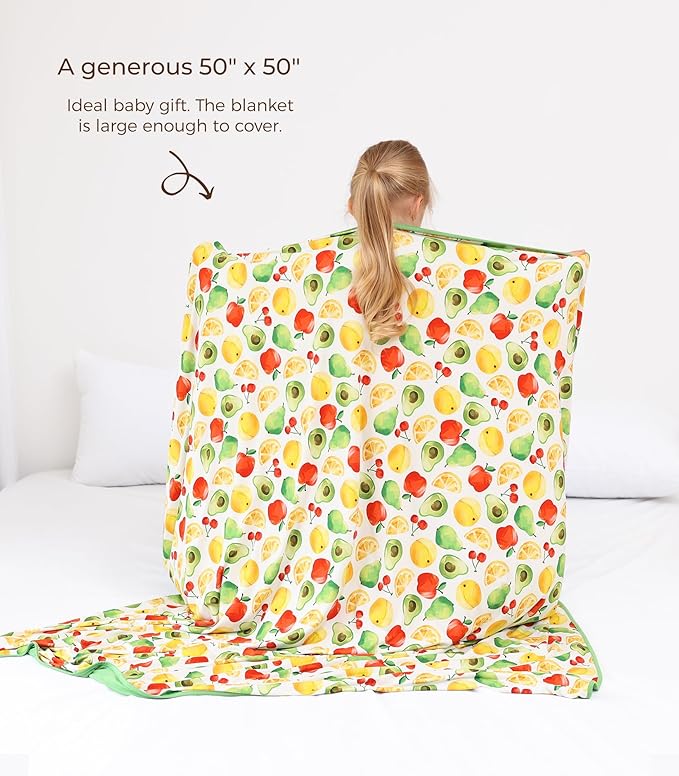 Premium Baby Blankets, Soft Viscose from Bamboo Blanket for Boys and Girls, Nursery Crib Bedding Quilt for Newborn and Toddler, Cooling for Hot Sleepers, 50'' x 50'' Fruit