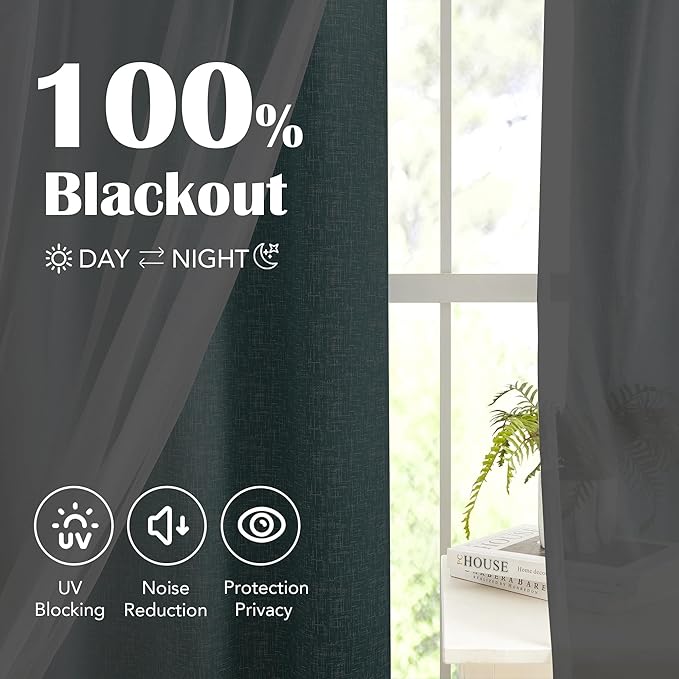 100% Blackout Curtains with Sheer Overlay Mix and Match Double Layer Drapes 72 Inch Length 2 Panels for Bedroom Living Room Teal White Ombre Grommet Window Treatment with Tiebacks