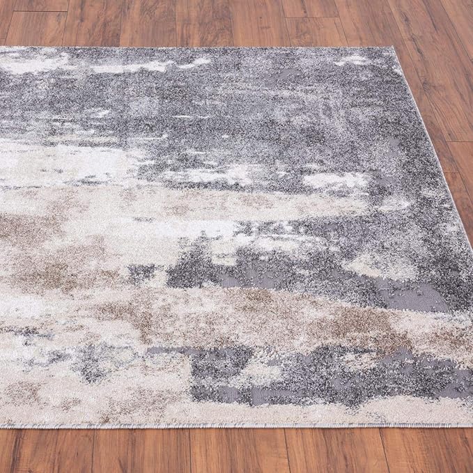 LUXE WEAVERS Euston Collection Gray-Gray 9x12 Modern Abstract Area Rug
