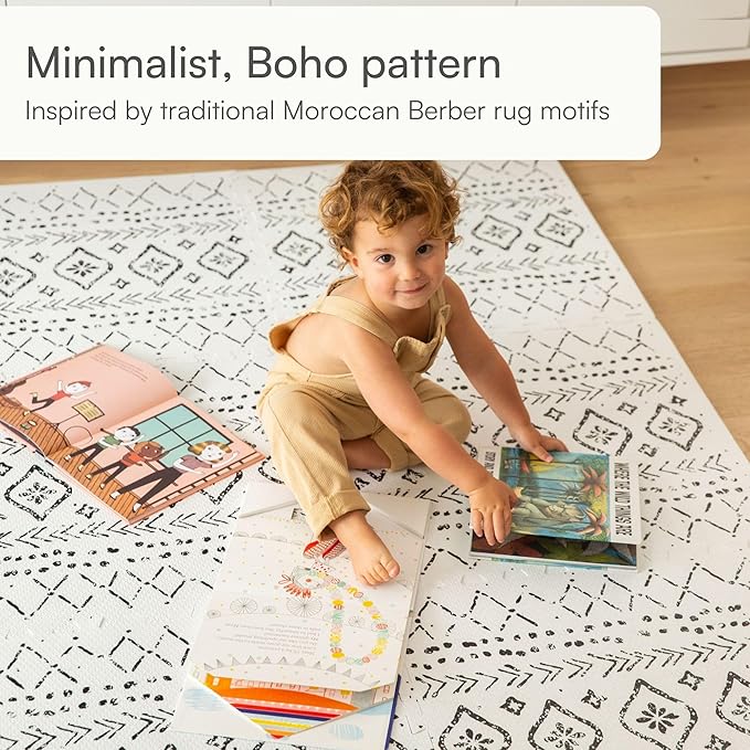 Lillefolk Baby Play Mat for Floor – 4x6ft Boho | Soft Non Toxic Premium EVA Foam Tiles for Tummy Time, Crawling & Playroom – Waterproof Interlocking Floor Mat for Babies & Toddlers (6 Tiles)