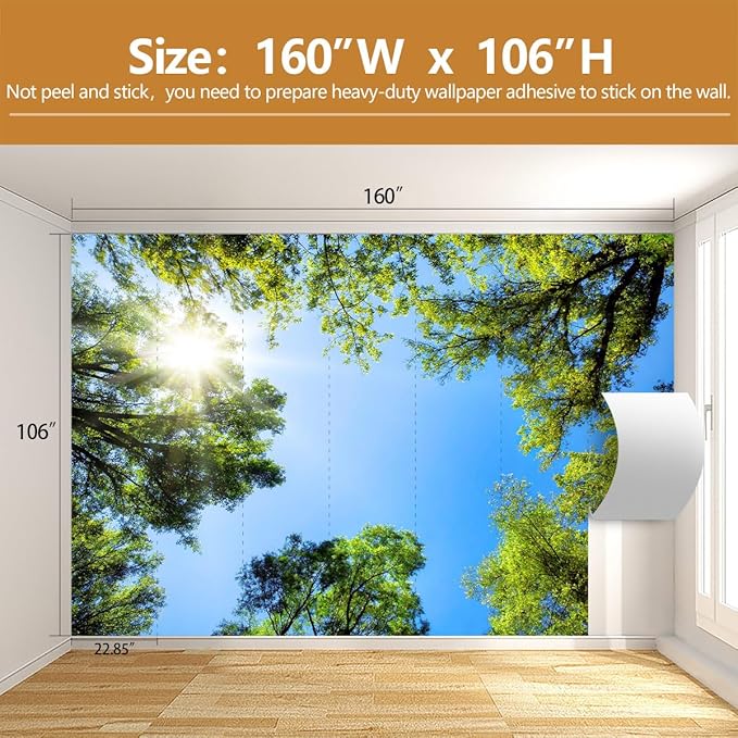 Ceiling Wallpaper Forest Sky for Living Room Bedroom Bathroom（Not Peel and Stick）