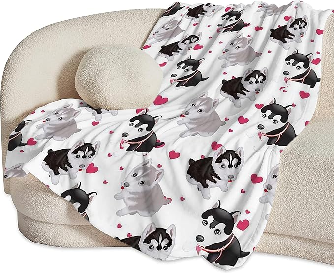 Alaskan Malamute Dog Blanket Cute Dog Throw Blanket Alaskan Dog Gifts and Decor Dog Blanket for Girls Women Kids Adults Soft Warm Cozy Fleece Blanket for Couch Sofa Bed 50"x40"