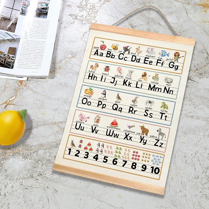 Kids Alphabet and Numbers Educational for Classroom Decor,Colorful Educational Poster for Toddlers 1-3,Toddler Learning Poster for Kids Ages 3-5 for Nursery Playroom,Classroom Must Haves 14x18.5Inchr(Colorful-03)