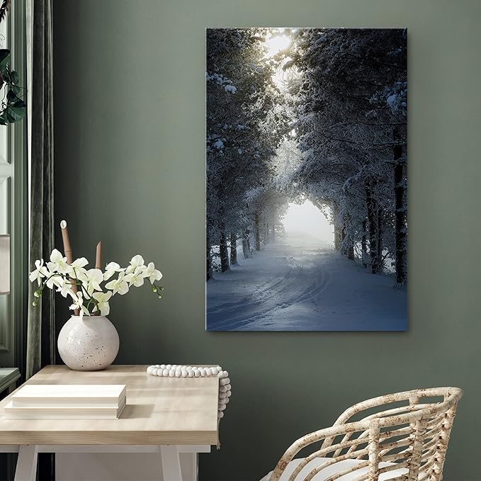 SIGNWIN Canvas Wall Art Woodland Nursery Decor Winter Trees Cool Dramatic Forest Multicolor Nature Photography Rustic - 32x48 inches