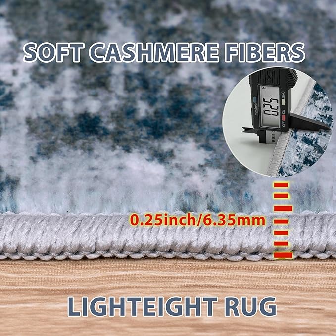 5x8 Area Rugs for Living Room Rug Washable: Abstract Rug for Dining Room Bedroom Carpet Non Slip 5 by 8 Indoor Modern Nursery Home Office Navy Grey