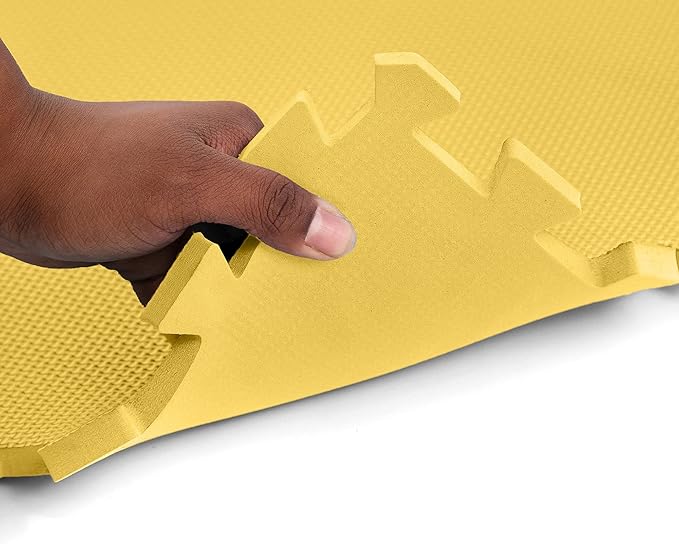 FlooringInc's 1/2" Soft Non-Toxic Baby Play Mat, Toddler Playmat, Colorful Puzzle PlayMat, Floor Mats for Kids & Babies, EVA Foam Interlocking Tiles for Nursery & Playroom | Yellow, 15 Tiles, 60 Sq/Ft