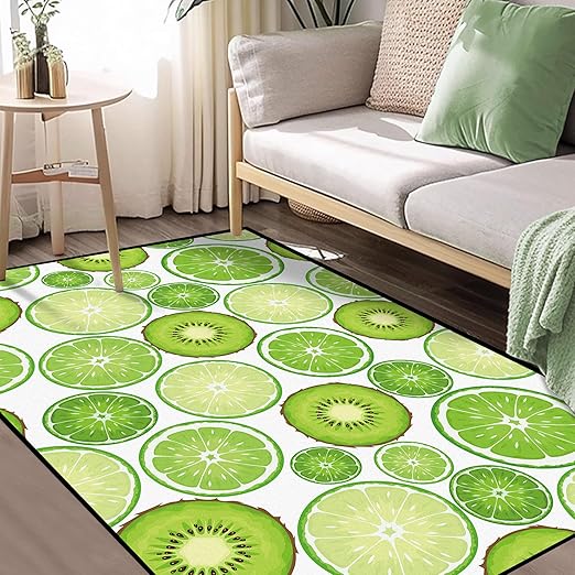 Green Kiwi Fruit Rug for Bedroom Dorm Living Room Chinese Gooseberry Area Rugs Throw Rug Floor Mat Pad Doormat Carpet, 3' x 5'(90 x 160cm)