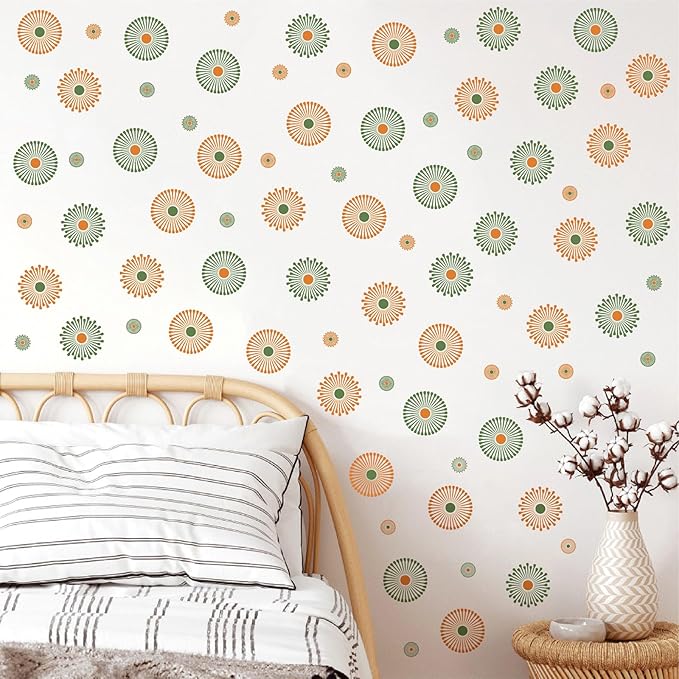 Boho Sun Wall Stickers Small Sunshine Wall Stickers Vintage Sun Wall Decals Peel and Stick Suns Pattern Stickers Cute Bohemian Sun Decals for Kids Room Nursery Bedroom Playroom Decor
