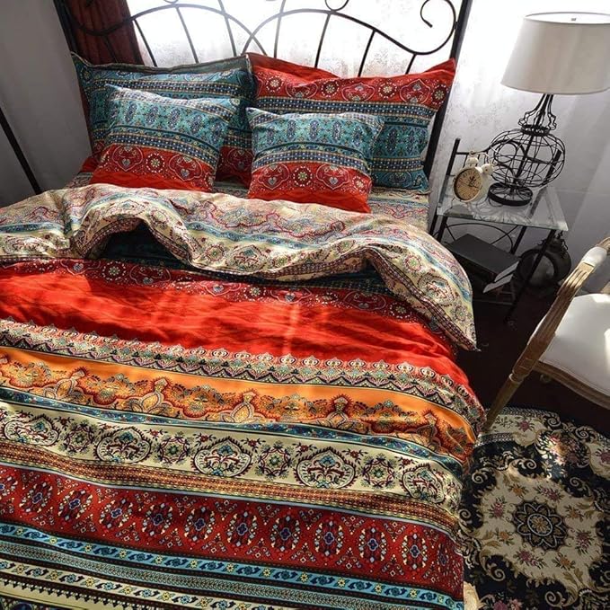 Dodou Boho Style Bedding Set Boho Duvet Cover Set Bohemian Bedding Set 3psc (Full)