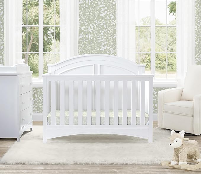 Delta Children Perry 6-in-1 Convertible Crib - Greenguard Gold Certified, Bianca White