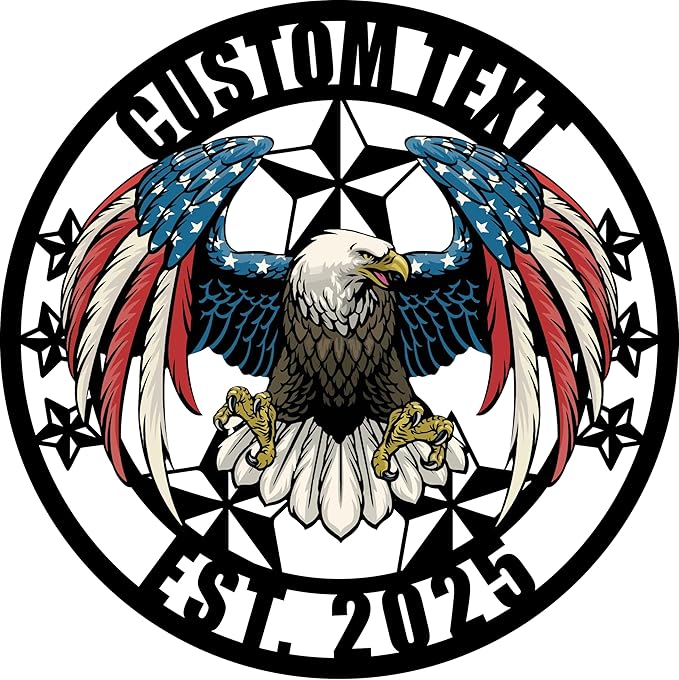 Personalized Metal Eagle American Flag Wall Decor, Colorful Design with Stars And Stripes, Patriotic American Bald Eagle Metal Sign, Patriotic Gift for Independence Day, Custom Signs Indoor/Outdoor