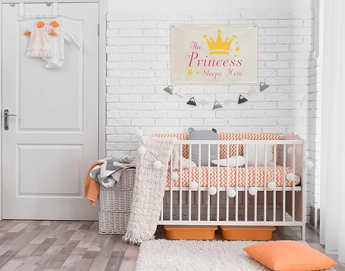 the Princess Sleeps Here-Rectangular Banner Flag Poster Wall Decor for Baby Girl Kids Teen-Nursery Above Crib Bedroom Door Wall Sign Decorations-Girl Present-Birthday Baby,Shower Christmas Gift