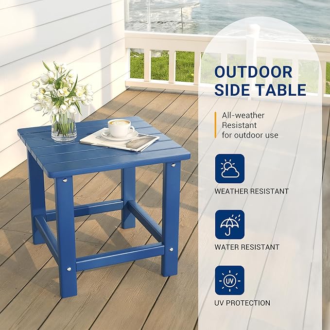 UDPATIO Outdoor Side Table for Patio, 2PCS XL Square Adirondack Table Pool Composite Patio Table, HDPE End Tables for Outside Backyard, Pool, Indoor Companion Easy Maintenance
