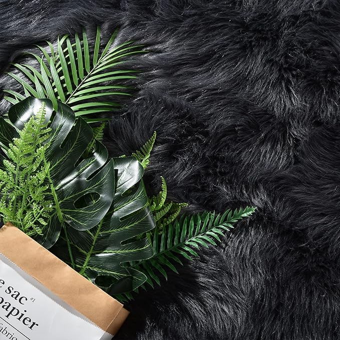 Latepis Large Rugs for Bedroom Dark Grey 6.7x10 Faux Sheepskin Fur Rug for Living Room Fuzzy Shaggy Furry Rug Luxury Home Decor Rectangle