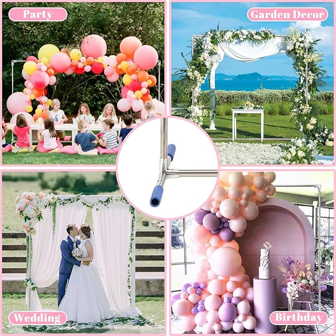 Wedding Arch Backdrop Stand,7x5 FT Metal Arch Backdrop Stand for Ceremony, Stainless Steel Square Backdrop Stand for Parties,Wedding,Birthday,Anniversary,Baby Shower,Garden Decorations