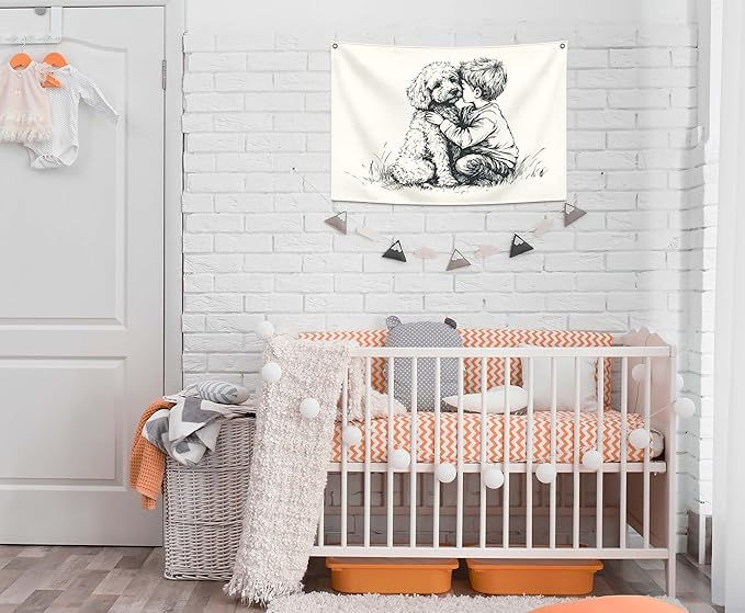 Rectangular Banner Flag Wall Decor Gift for Baby Boy Kids Teen,Nursery Classroom Homeschool Living Room Playroom Bedroom Decor-Baby Present Shower,Birthday Christmas Gift-Boy Goldendoodle Themed