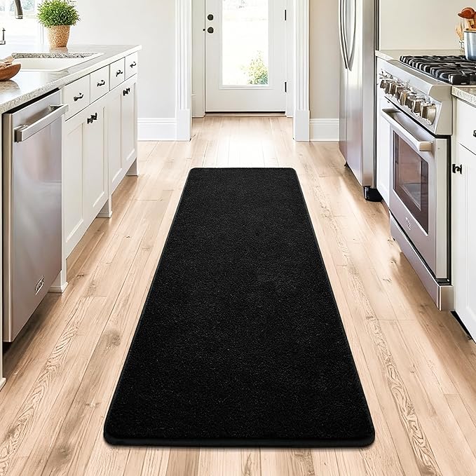 Chicrug 2x6 Minimalist Washable Runner Rugs for Bedroom Hallway, Modern Soft Memory Foam Rug for Kids Nursery, Low Plie Indoor Runner Entryway Carpet for Dorm Kitchen Bedside Living Room Decor, Black