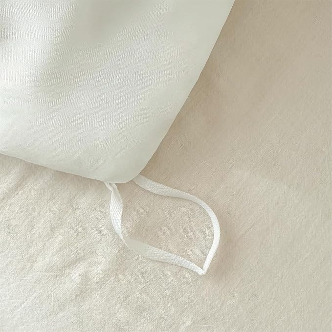 Ruffled Bedding Bow Duvet Cover Set with Butterfly Tie, Soft Brushed Microfiber Shabby Chic Bedding Set with Zipper Closure for Kids Girls-White,Full