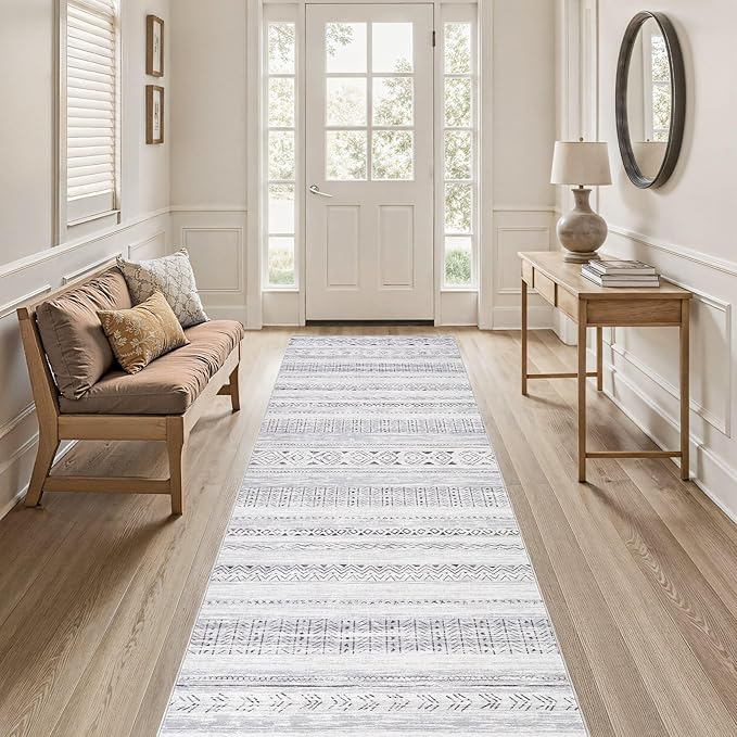 Area Rugs for Living Room Washable Living Room Rug Soft Neutral Indoor Floor Carpet Non-Slip Stain Resistant Modern Boho Rugs for Bedroom Dining Room Kids Room Nursery Office Home Dark Grey