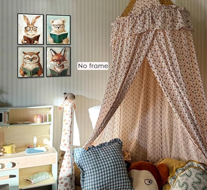 ShowDraven Woodland Nursery Animals Decor Wall Art Prints Poster, Baby Nursery Room Bedroom Bathroom Playroom Wall Art Decor for Nursery Kids Girls Gifts, Classroom Wall Decor, 8x10 Inch Unframed