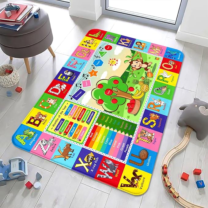 ABC Carpet, Kids Carpet 3x5 FT, Fun Area Rug for Kids Bedroom, ABC Alphabet Classroom Floor Mat, Kids Educational Rug for Room, Living Room, Nursery Room, Toddler Classroom Decor