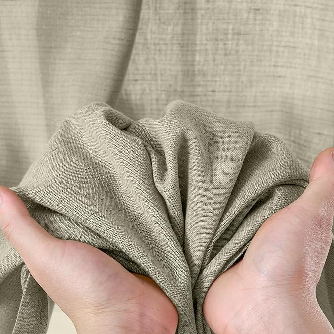 jinchan Linen Blend Curtains 63 inch Length 2 Panels for Bedroom Living Room, Semi Sheer 50 inch Wide Farmhouse Cottage Core Style Drapes with Rod Pocket Back Tab(50W x 63L, Light Green)