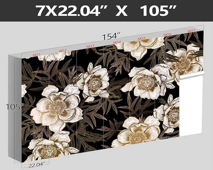 XMPMBM-Peony Floral Fabric Wallpaper Living Room Bedroom Bathroom Wall Mural-W 154" X H 105"（112 Square Foot）