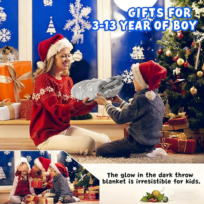 inhand Glow in The Dark Stars Blanket for Girls Boys Cute Kids Throw Blanket Funny Space Moon Galaxy Blanket Gaming Room Decor Toys Birthday Gifts Ideas Stuff for 1-10 Years Old (40''x60'' Grey)