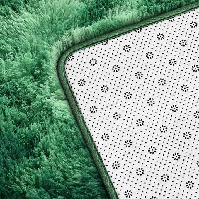 Large Shag Area Rugs 5 x 8, Plush Fuzzy Rugs for Living Room, Ultra Soft Fluffy Furry Rug for Bedroom, Indoor Carpet Nursery Rugs for Kids Room Home Decor, Tie-Dyed Emerald Green