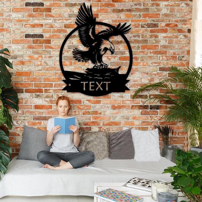 Personalized American Eagle Metal Sign, Custom Signs Outdoor Metal, Eagle Wall Art, Cabin Decor, Porch Decor, Personalized Patriotic/Christmas Gift for Brothers/Fathers/Eagle lovers