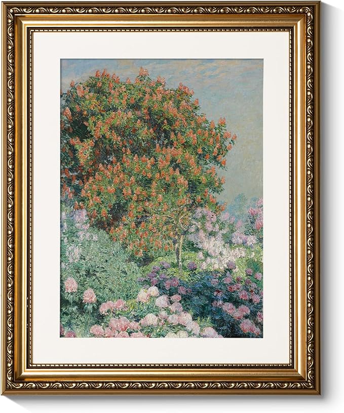 ARPEOTCY Vintage Gold Framed Wall Art, Nature Flower Garden Retro Paintings, Canvas Prints Artwork with Antique Frame, Victorian Wall Pictures Decor for Living Room Gallery Room, 13x16 inch