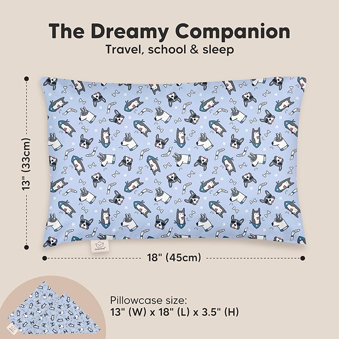 Toddler Pillow with Pillowcase - 13x18 My Little Dreamy Kids Travel Bed Pillows for Sleeping, Organic Cotton Small Pillowcase, Soft & Breathable, Machine Washable, Toddlers 2-5 years old (Pawtrol)