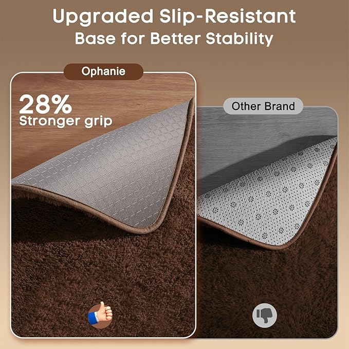 Ophanie Chocolate Brown Rugs for Bedroom Living Room, Fluffy Fuzzy Furry Carpet, Plush Soft Shaggy Bedside Indoor Floor 4x6 Area Rug for Kids Girls Boys Baby Teen Dorm Nursery Home Decor Aesthetic