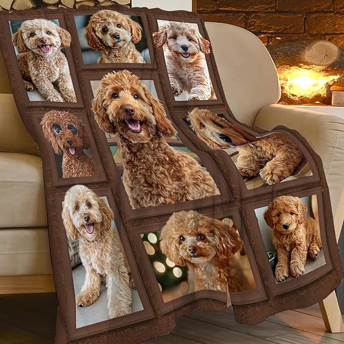 Golden Doodle Blanket Goldendoodle Decor Throw Blanket Super Soft Flannel Lightweight Fluffy Plush Cozy Fuzzy Fleece Gifts Blanket for Dog Lover Women Girls Boys Adults for Bed Sofa 40"X50"