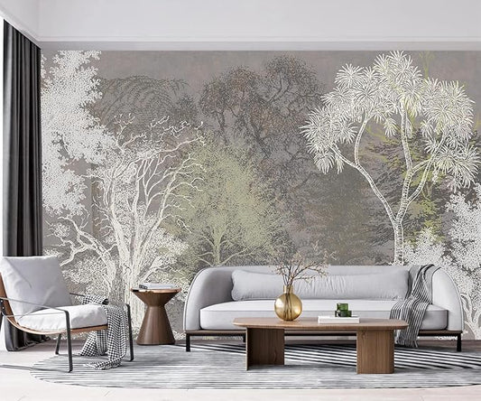 -Hand-Painted Wood Bedroom Wallpaper XT21 S 100" x 65"