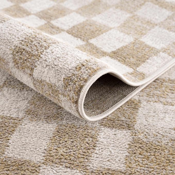 Hauteloom Benjy Living Room, Bedroom Area Rug - Farmhouse - Cream, Gold - 18" x 18"