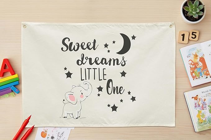 Sweet Dreams Little One-Rectangular Banner Flag Poster Wall Decor for Baby Kids Boy Girl Teen-Nursery Above Crib Bedroom Door Wall Sign Decorations-Birthday Baby,Shower Christmas Gift