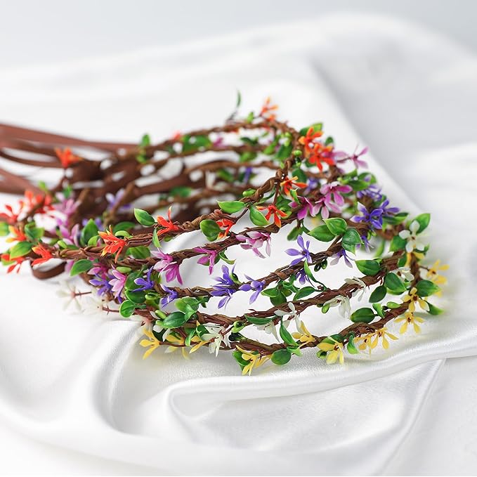 Handmade White Flower Crown Fairy Wreath Women Girls Flower Headband for Bridal Weeding Headdress Fairy Green Leaf Headpiece Cosplay Photo Prop