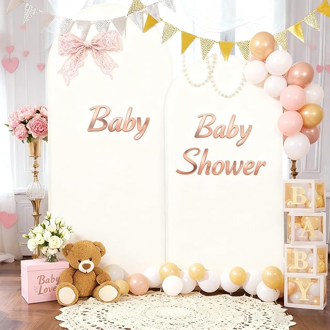 Beige Arch Backdrop Covers, 6.6FT Polyester Fitted Wedding Arch Stand Cover Round Top Chiara Stretchy Arch Backdrop Cover for Birthday Party Ceremony Banquet Decoration