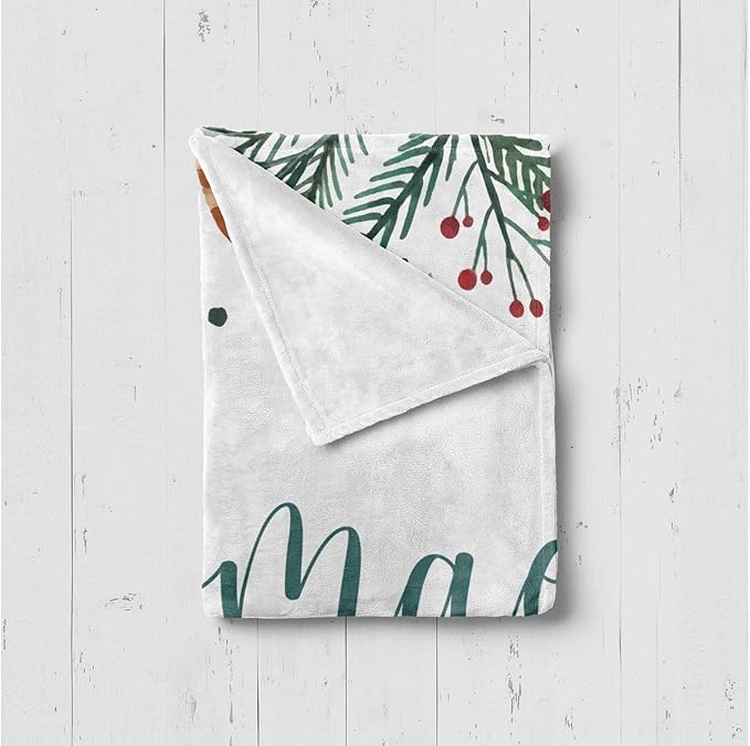 Personalized Baby's First Christmas Blanket, Custom Festive Season Baby Name Christmas Blanket, Soft Fleece Or Sherpa Throw, Baby Shower, Made in USA