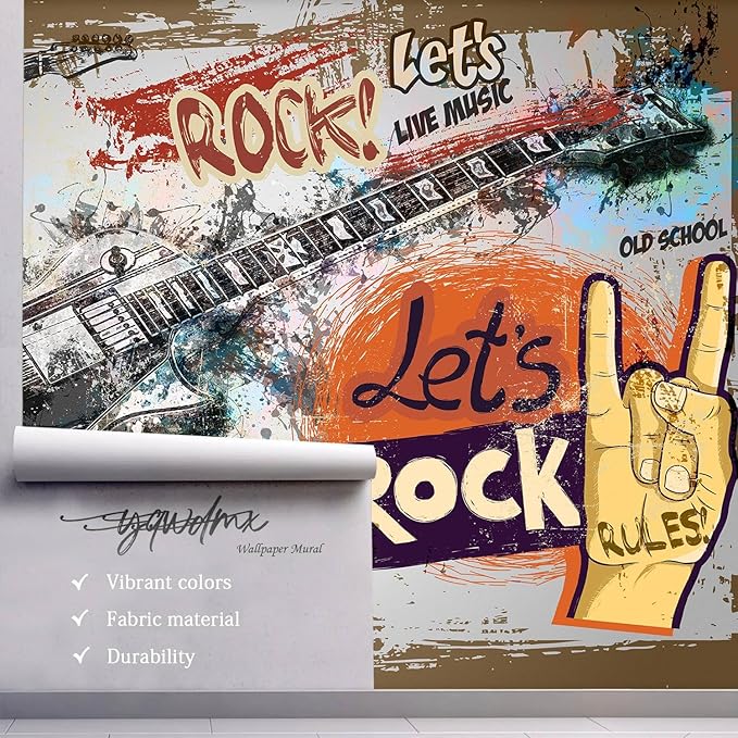 -Vintage Graffiti Hand-Painted Wall Bedroom Mural XT17 L 180" x 115"