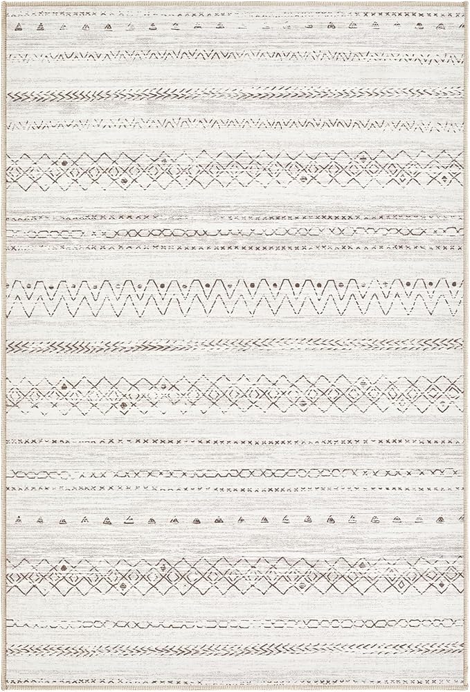 Area Rugs for Living Room Washable Living Room Rug Soft Neutral Indoor Floor Carpet Non-Slip Stain Resistant Modern Boho Rugs for Bedroom Dining Room Kids Room Nursery Office Home Brown