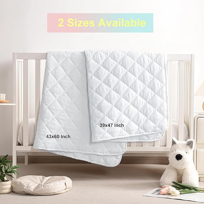 BEDSUM 100% Brushed Microfiber Down Alternative Toddler Comforter, Ultra Soft Lightweight and Warm Breathable Crib Quilted Blanket for Nursery Stroller Bed, 39x47 Inches, White