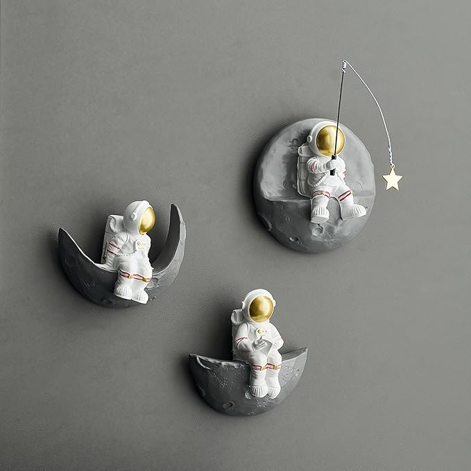 XGZY 3-Piece Astronaut Wall Decoration: Space Theme Outer Space Kindergarten 3D Wall Decoration for Boys Room Decor