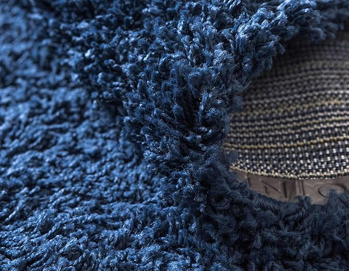 Unique Loom Solid Shag Collection Area Rug (9' x 12' Rectangle, Sapphire Blue/ Navy Blue)